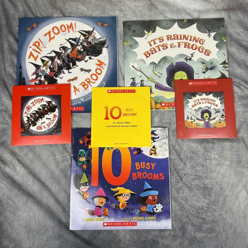 Halloween Witch Book CD Set, Zip Zoom On A Broom, 10 Busy Brooms, Bats & Frogs